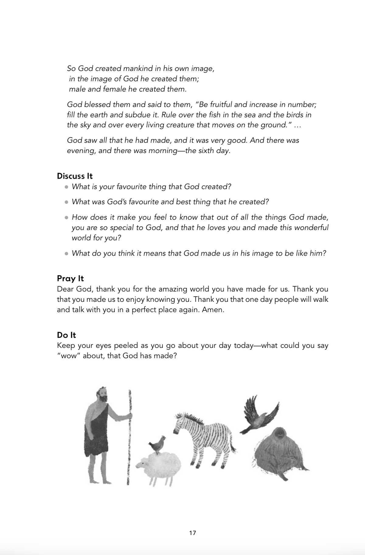 Look inside God’s Story, Our Story: Discuss It, Pray It and Do It, page 17