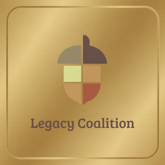 Legacy Coalition Gift Card - gold shimmer gift card with acorn logo